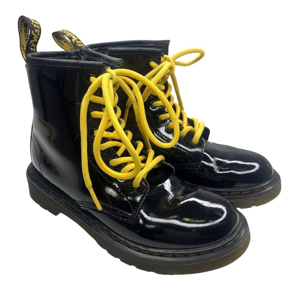 Dr. Martens Black Patent Boots Size 2US  Kids Combat Boots Trendy